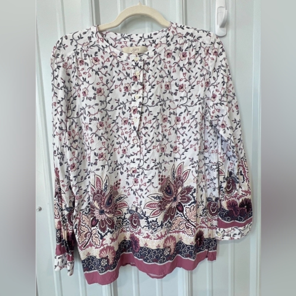 LOFT Floral Button-Up Blouse